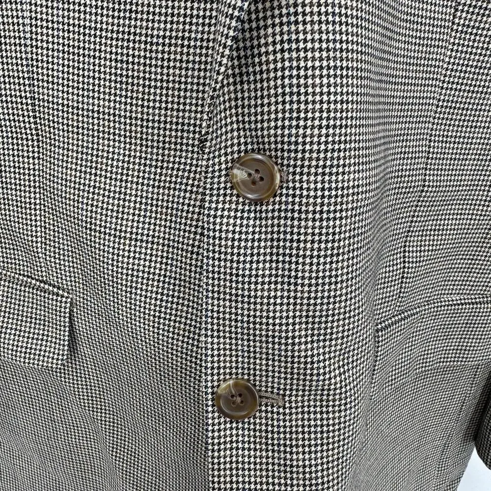 Lauren Ralph Lauren Blazer Mens 42 R‎ Jacket Tan Houndstooth Wool Classic